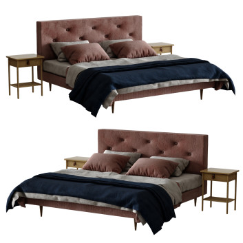 Cama y mesitas de noche Conjunto 01