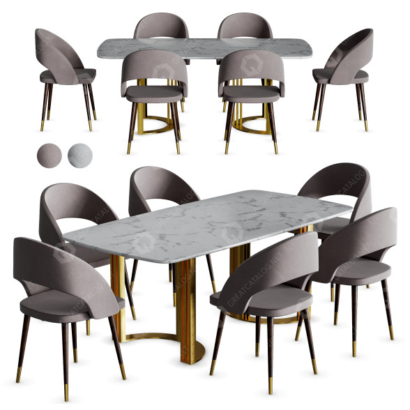 Stół i krzesła Homary Faux Dining model 3D