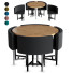 Table and Chairs Homary Round Wooden Dining 4 Seater Set Upholstered for Nook Balcony - Mostafaqr