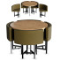 Table and Chairs Homary Round Wooden Dining 4 Seater Set Upholstered for Nook Balcony - Mostafaqr