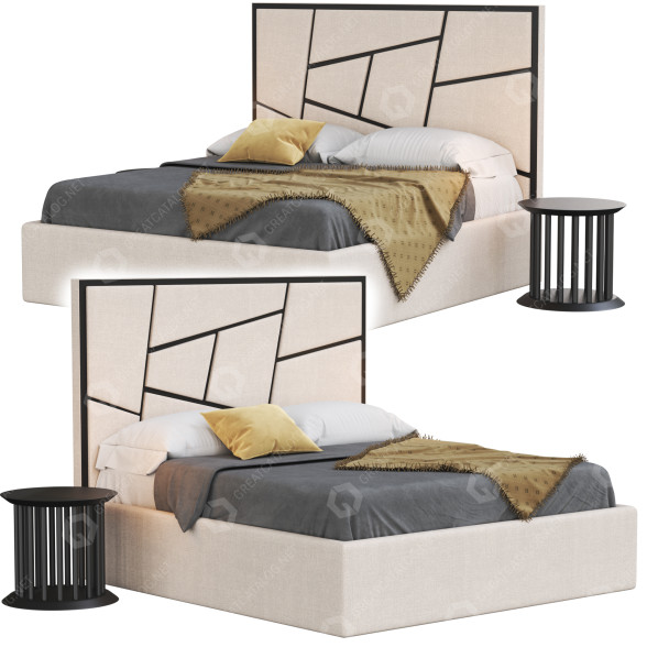Bed and Bedside Tables Nathan Anthony Elan 3D model