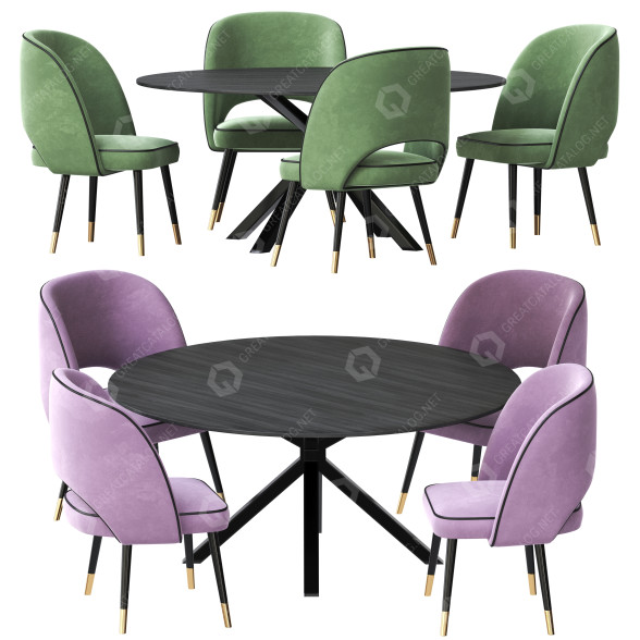 Table and Chairs Eichholtz Ralf and Cliff 3D model