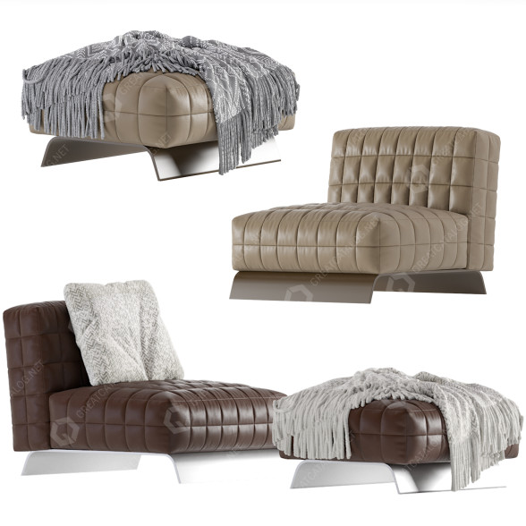 Крiсло та пуф Minotti Twiggy Armchair 2 Version 3D модель