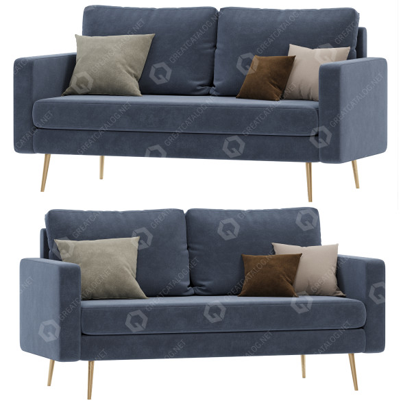 Диван Velvet Square Arm Loveseat 3D модель