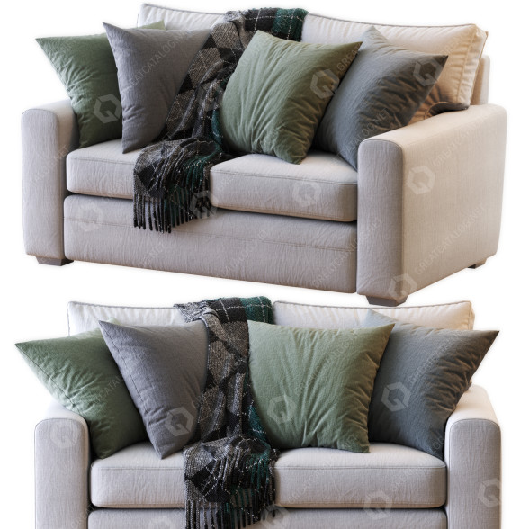Sofa Pottery Barn Pearce Square Arm Upholstered model 3D