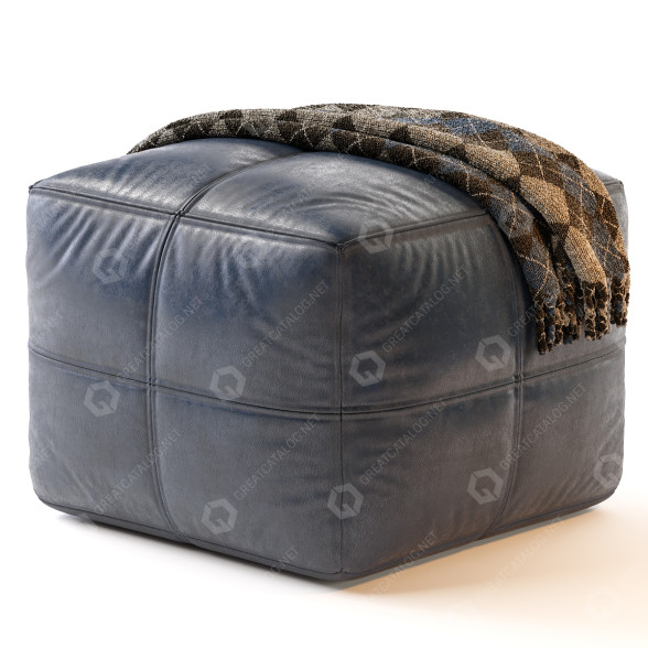 Hocker Leather Blue 3D-Modell