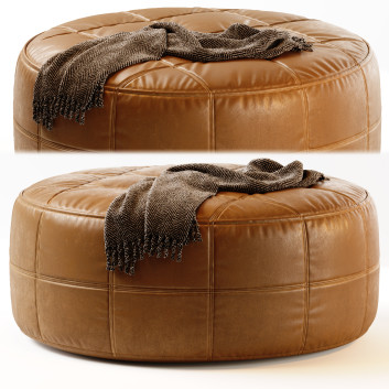 Пуф CB2 Round Saddle Leather