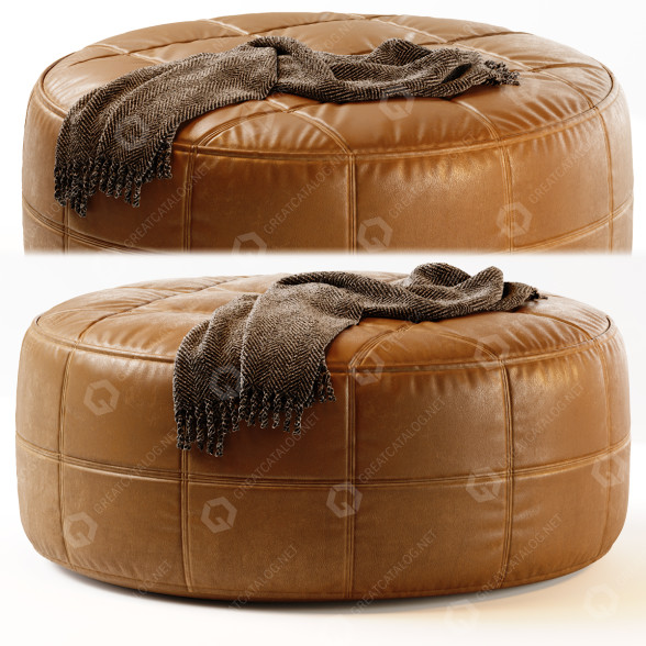 Пуф CB2 Round Saddle Leather 3D модель