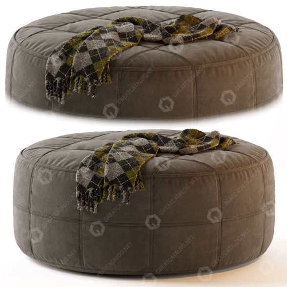 Пуф CB2 Round Saddle Fabric 3D модель