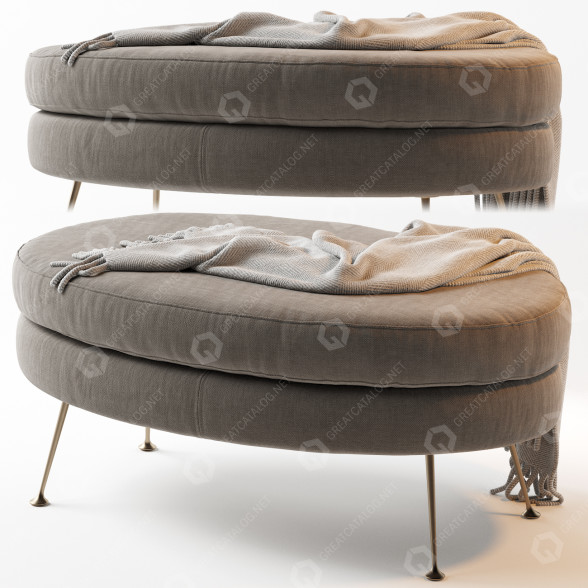 Ławka West Elm Pietro Mid-Century Oval model 3D
