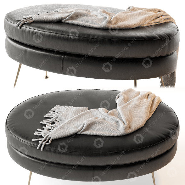 Банкетка West Elm Pietro Mid-Century Leather Oval 3D модель