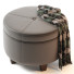 Пуф HomePop Furniture Round Leatherette Storage with Lid Charcoal Grey - Paramatma
