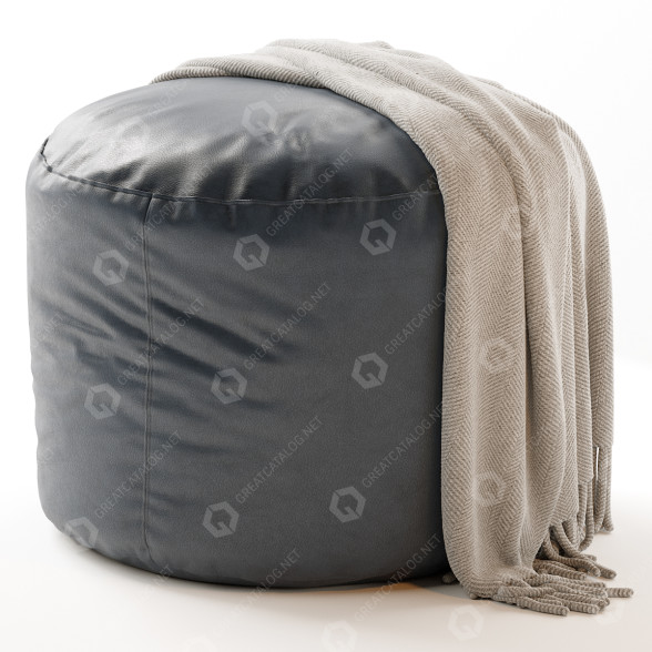 Pouf CB2 Anywhere Ivory Leather modèle 3D