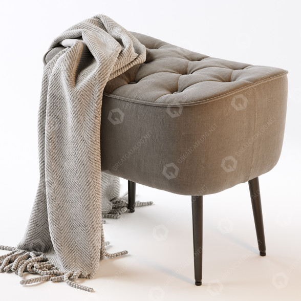 Пуф BirdRock Home Tufted Curve Grey 3D модель