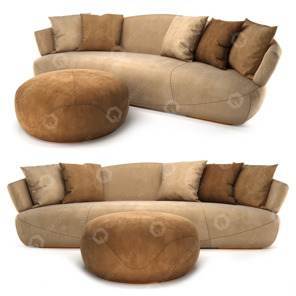 Sofa i pufa Giorgetti Solemyidae model 3D