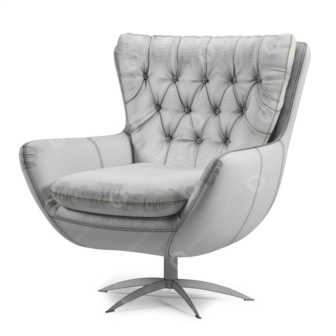 Armchair Pottery Barn Wells Leather Swivel 3D model GreatCatalog