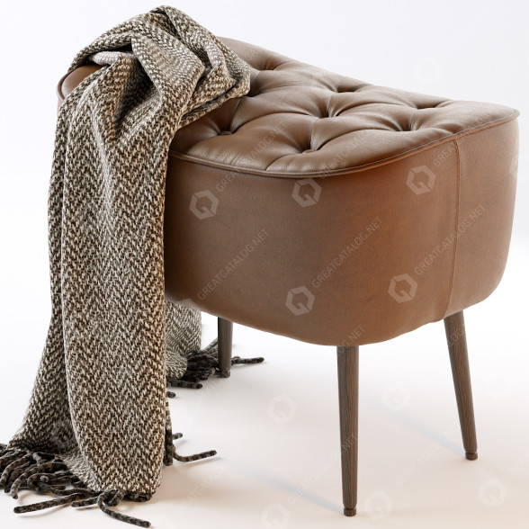 Пуф BirdRock Home Tufted Curve Leather 3D модель