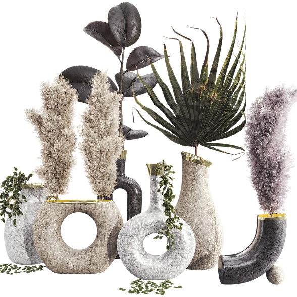 Pflanzen und Töpfe Sammlung Set 12 3D-Modell