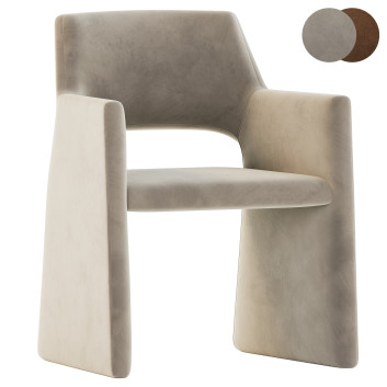Fotel  CB2 Foley Faux Mohair Grey Model 3D