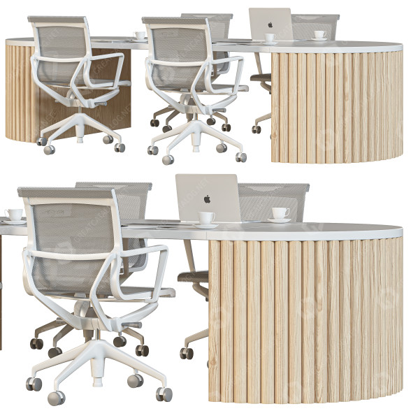 Workspace Oval Wood Table 3D model