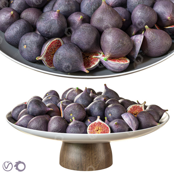 Fruta Wood Fig Dish Modelo 3D