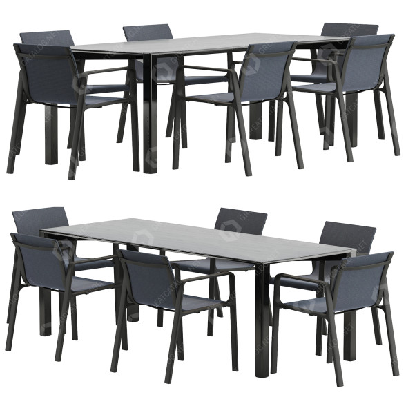 Stół i krzesła Kettal Aodt Black & Parklife Jasper Morrison model 3D