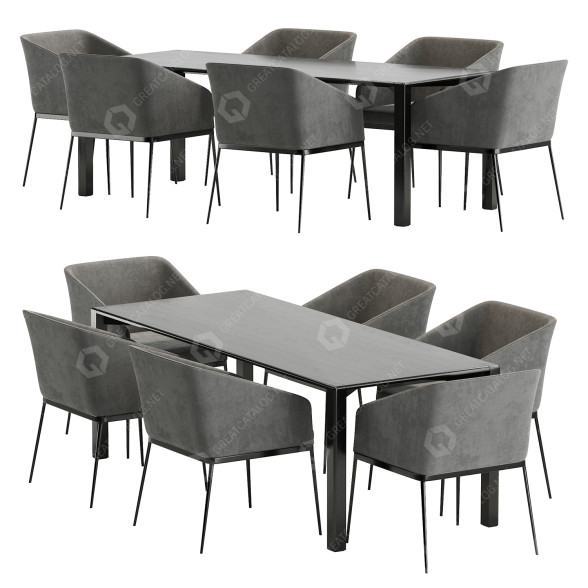 Стол и стулья Expormim Aodt Black, Senso 3D модель