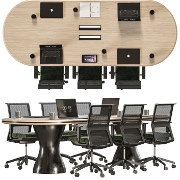 Przestrzeń robocza  Oval Table Model 3D