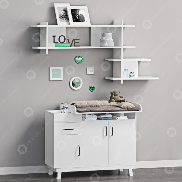 Table à langer et décoration Roba Nordic Weiss modèle 3D
