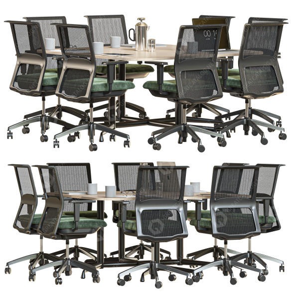 Office Square Conferende Table 3D model