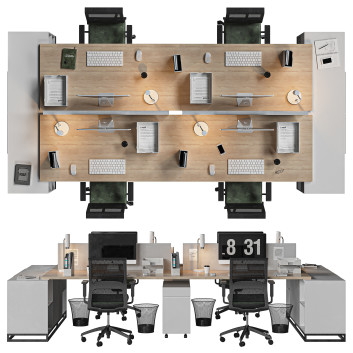 Espacio de trabajo Office Set Modelo 3D