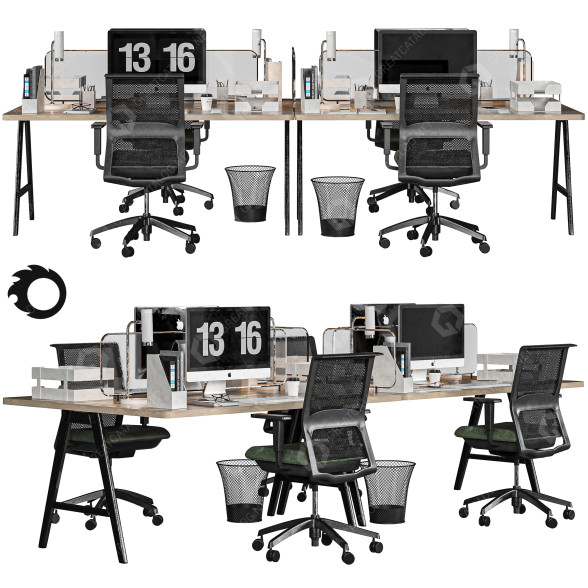 Espacio de trabajo Office Set Modelo 3D