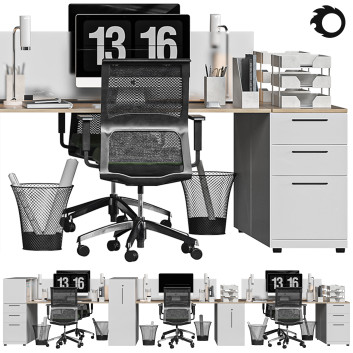 Espacio de trabajo Office Set Modelo 3D
