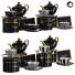 Vaisselle Tea Set Black Gold - 3dartistaskari1370