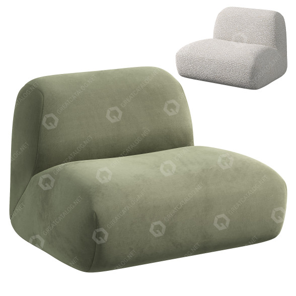 Armchair BoConcept Teddy Hippo Loveseat Boucle Cloud 3D model
