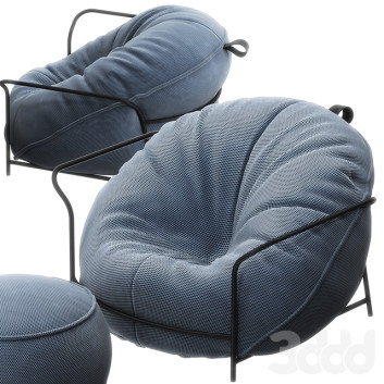 Armchair and Pouf  Uni 3D model
