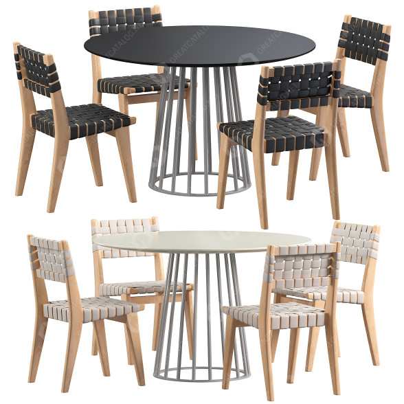 Stół i krzesła Knoll Arfa and Jens Risom model 3D