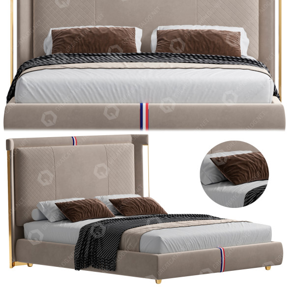 Ліжко Homary Beige Microfiber 3D модель