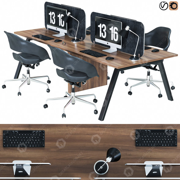 Arbeitsbereich Office Furniture Set 05 3D-Modell