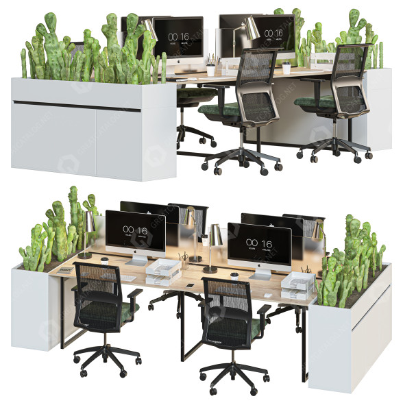 Arbeitsbereich Office Set 3D-Modell