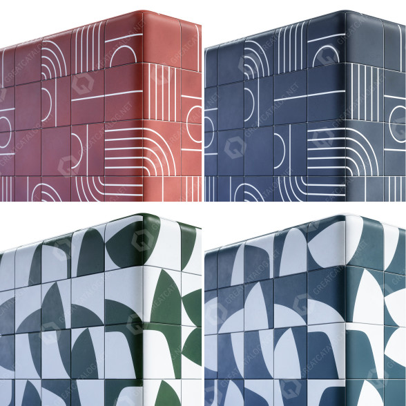 Carrelage Tile 4K Materials A2 - 2 Materials and 4 Colors modèle 3D