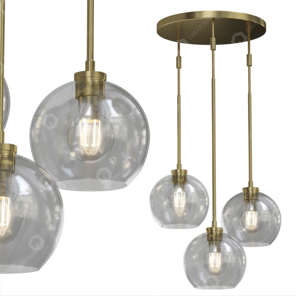 Підвісний світильник West Elm Sculptural Glass 3 Light 3D модель
