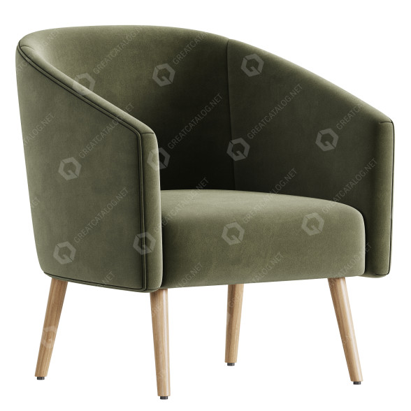 Крісло Joss & Main Schooley Upholstered Barrel 3D модель
