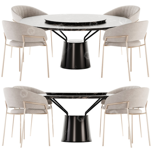 Стіл та стільці Dining Set 01 3D модель
