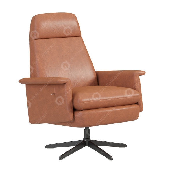 Sessel West Elm Crescent Leather Swivel 3D-Modell