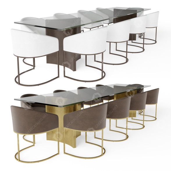 Mesa y sillas Restoration Hardware Dalton and Emery Barrelback Modelo 3D
