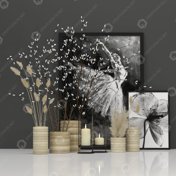 Decoración Set Wooden Vase Modelo 3D