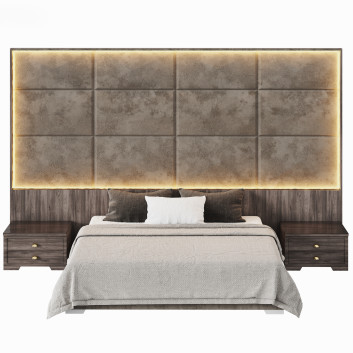Bett und Nachttischchen Set 002