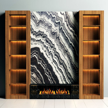 Meuble TV et cheminée Marble and Wood Set 02