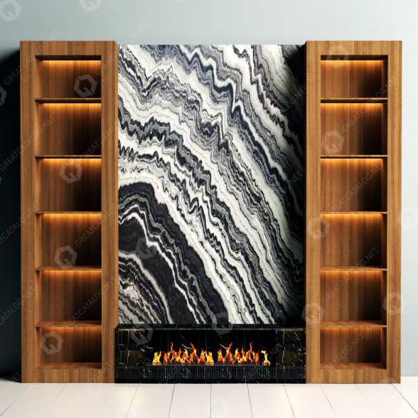 Meuble TV et cheminée Marble and Wood Set 02 modèle 3D